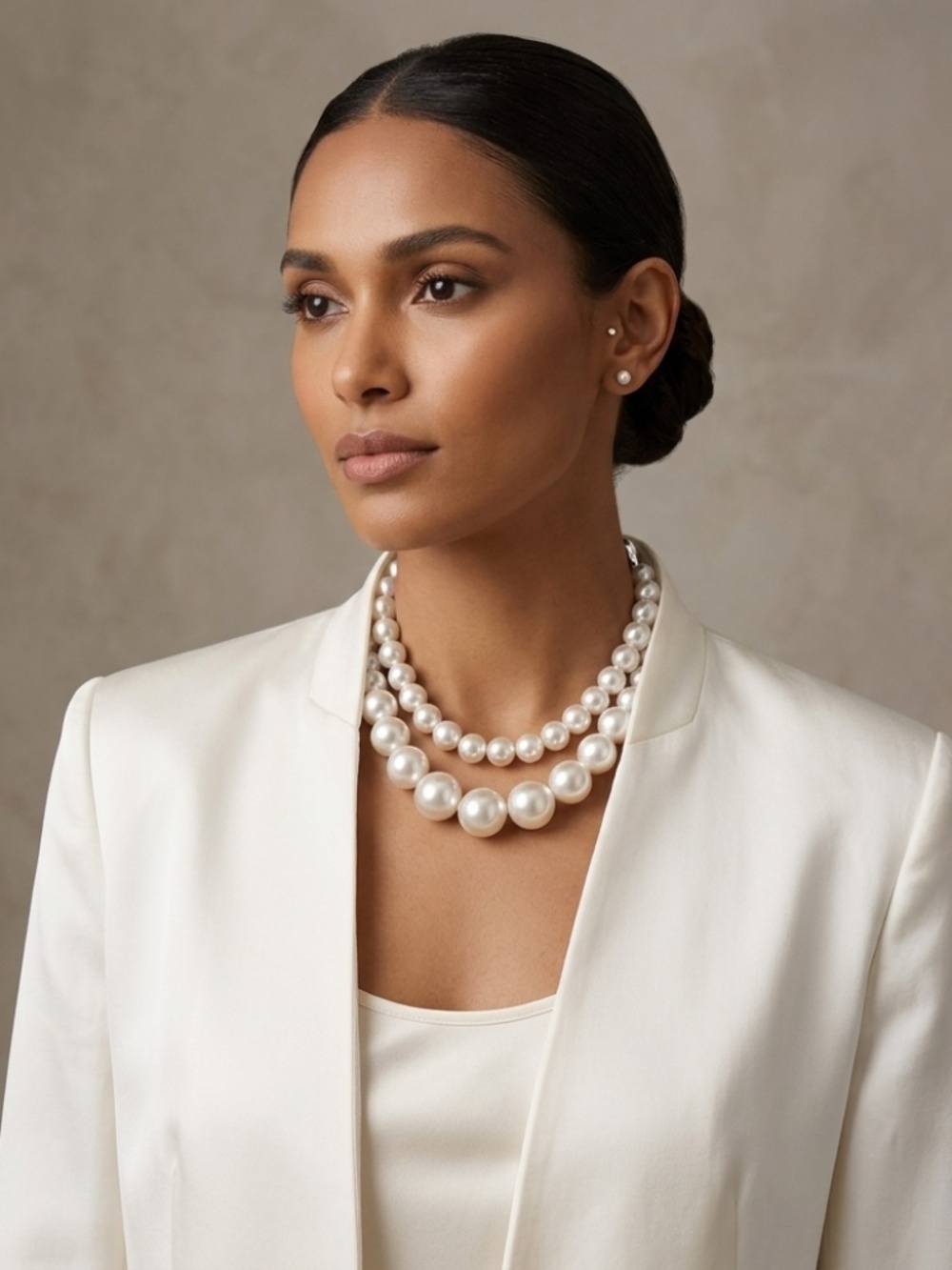 2 pcs Set Imitation Pearl Beaded Choker Necklaces